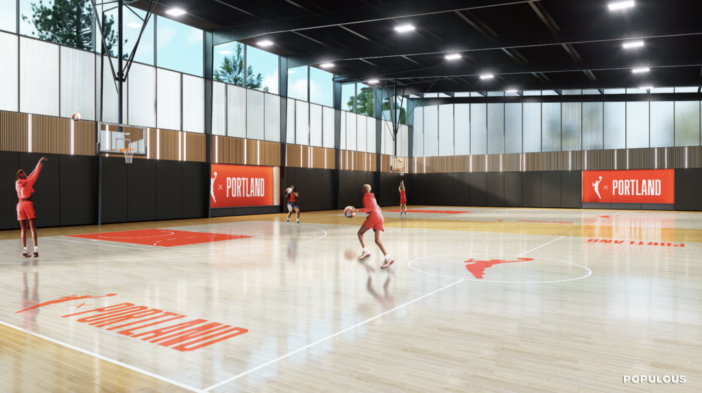 CGI rendering of the WNBA Portland and WNBA Thorns joint practice facility
